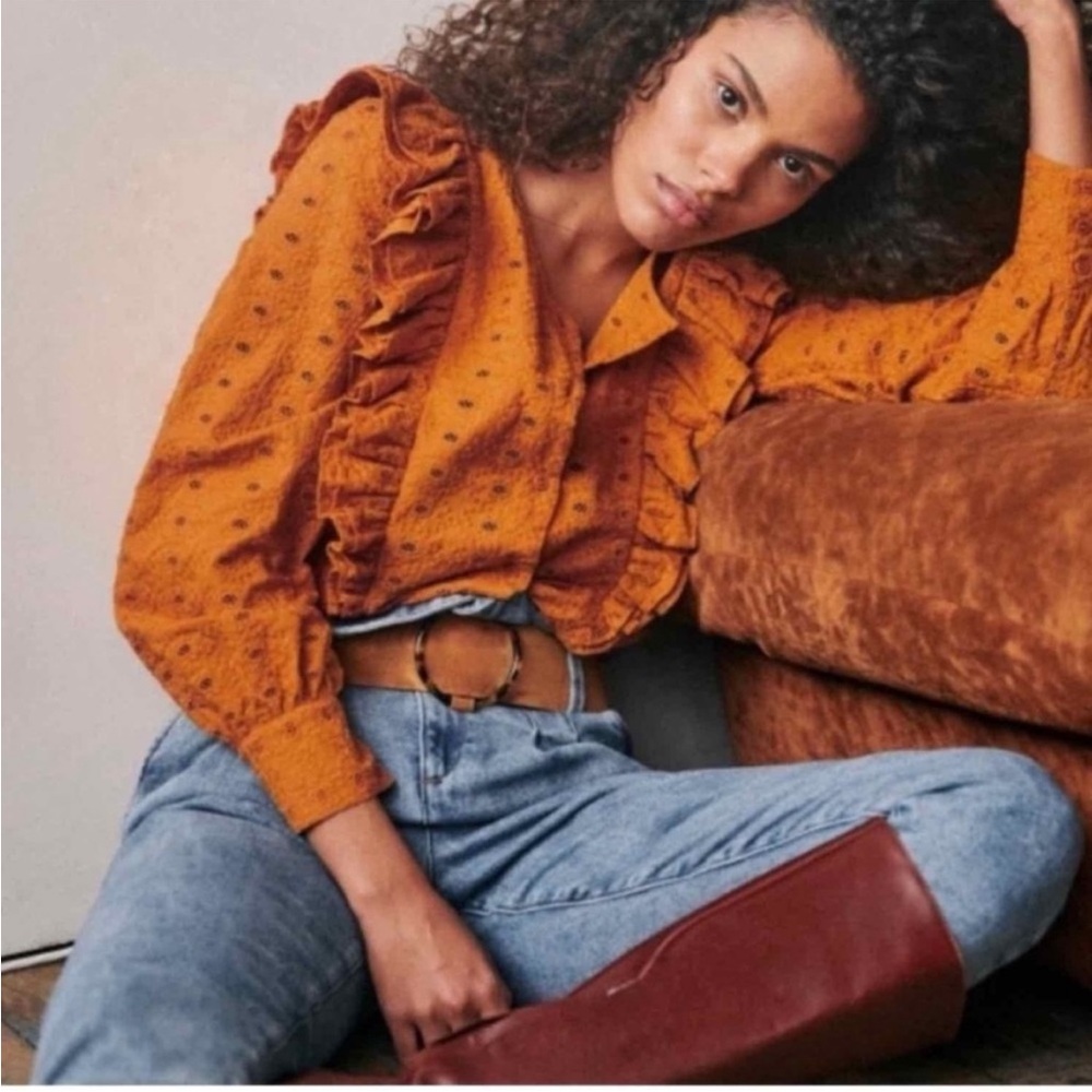 Sezane Orange Ruffled Blouse - Picture 2 of 6